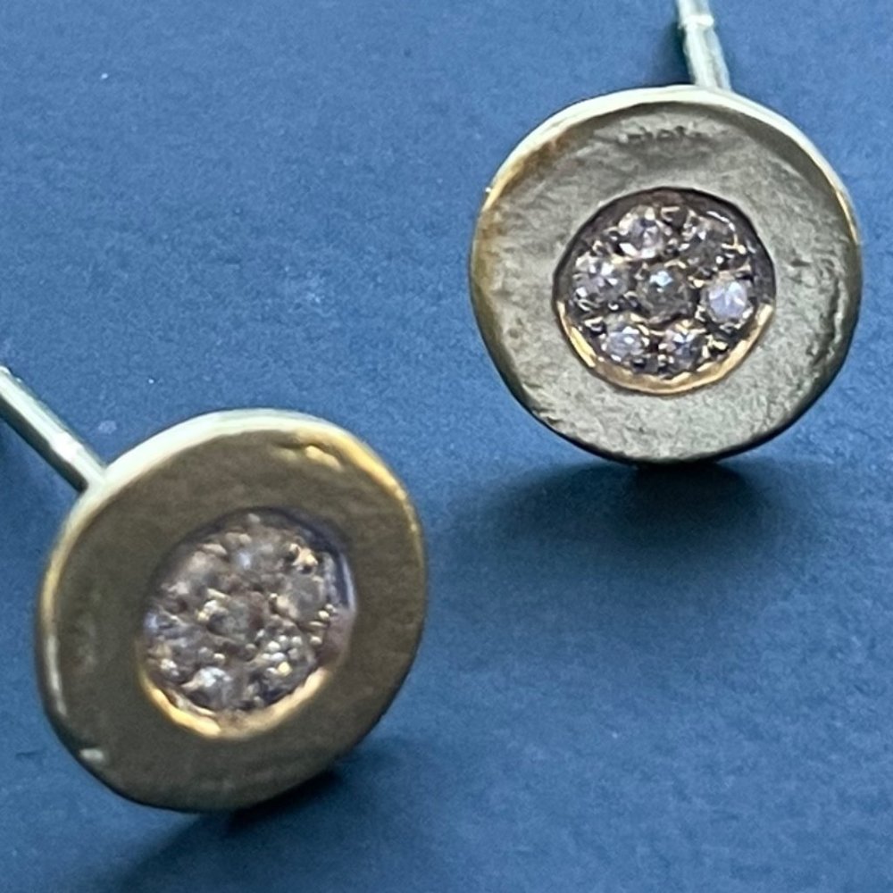 Meira T 14k Yellow Gold Pave Diamond Circle Earrings